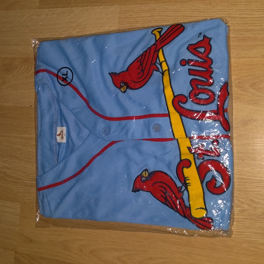 St.Louis Cardinal Embroidered Logo Baby Blue Jersey XL NWT